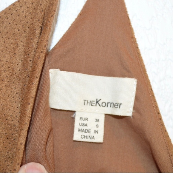 THE KORNER Faux Suede Spaghetti Strap Dress, Size Small - Picture 5 of 9
